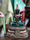 0203-thai Art Emerald Buddha Statue Meditation Amulet Green Old Gem Gold Armor