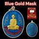 100% Blue Gold Mask Lp Toh Thai Amulet Buddha Pendant Original Box Rare K012
