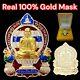 100% Real Gold Mask Lp Phat Thai Amulet Buddha Pendant Original Box Rare K011