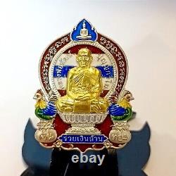 100% Real Gold Mask Lp Phat Thai Amulet Buddha Pendant Original Box Rare K011