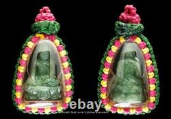 100% Real Jade Phra Chaiwat Wat Bawon Buddha Magic Statue Beautiful Thai Amulet