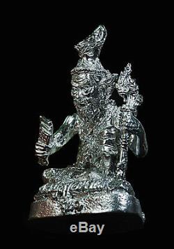 100 % SOLID SILVER Thai LP Prasit Amulet Buddha Phra Genuine HERMIT Fire RARE