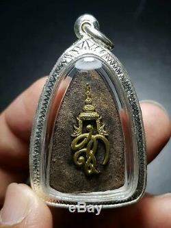 100% Thai Buddha Amulet Pra LP Toud Wat Huay Mongkol Silver Casing 2000
