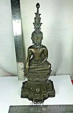 11.5 Magic Old Bronze Phra Chiang Roong Buddha Statue Chiang San Thai Amulet$$$