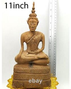 11 Antique Ayutthaya Sukhothai Wooden Statue Thai Buddha Amulet #aa4057