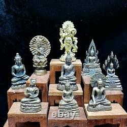 11 LP Phra Antique Statue Thai Buddha Amulet Brass Magic Rare Collection Genuine