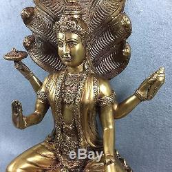 12 Bucha Statue Phra Vishnu Nak Prok Cobra Thai Buddha Amulet Talisman RARE
