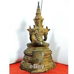 12 Incs Thai Antique Buddha Phra Keaw Ratthana Luck Love Rich Protected RARE