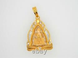 14k Yellow Gold Diamond Thai Buddha Amulet Pendant Necklace 3D Encased 5.2g