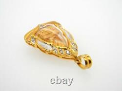 14k Yellow Gold Diamond Thai Buddha Amulet Pendant Necklace 3D Encased 5.2g