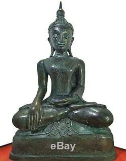 16'' Rare Thai Antique Buddha Lanna Immortal Phra of Chiang Tung Worship Amulet
