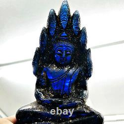 16713 Large Buddha Statue Crystal Leklai Naga Eye Thai Amulet Kruhod Blue NakPog