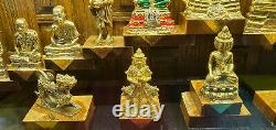 18 Buddha Mix Statue Thai Amulet wooden frames hand made work Gold light Gift
