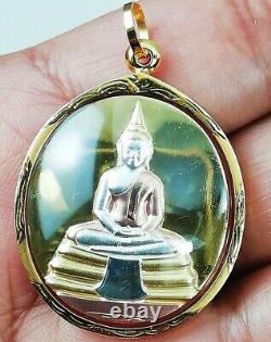 18K Gold Buddha Pendant Luang Phor Sothorn Amulet Carved Thai Jewelry Fine 9.7g