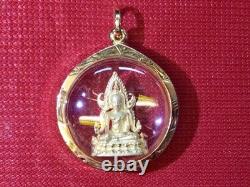 18K Gold Frame Thai Amulet Pendent Phra Buddha Chinnarat Gold Pendent Women Gift