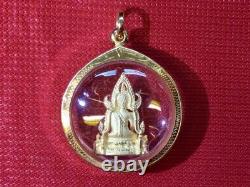 18K Gold Frame Thai Amulet Pendent Phra Buddha Chinnarat Gold Pendent Women Gift