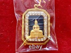 18K Gold Frame Thai Amulet Pendent Phra Sotorn, Chinnarat Gold Pendent Gem Gift