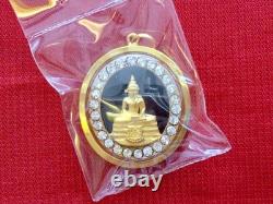18K Gold Frame Thai Amulet Pendent Phra Sotorn & Chinnarat Gold Pendent Gem Gift