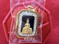 18K Gold Frame Thai Amulet Pendent Phra Sotorn, Chinnarat Gold Pendent Gem Gift