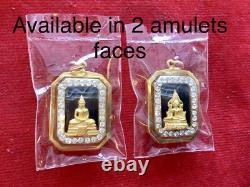 18K Gold Frame Thai Amulet Pendent Phra Sotorn, Chinnarat Gold Pendent Gem Gift