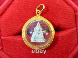 18K Gold Frame Thai Amulet Pendent Tiny Buddha Chinnarat Gold Pendent Women Gift