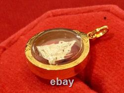 18K Gold Frame Thai Amulet Pendent Tiny Buddha Chinnarat Gold Pendent Women Gift