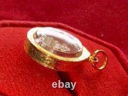18K Gold Frame Thai Amulet Pendent Tiny Buddha Chinnarat Gold Pendent Women Gift