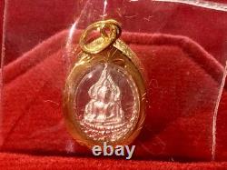 18K Gold Frame Thai Amulet Pendent Tiny Phra Buddha Chinnarat Gold Pendent Women