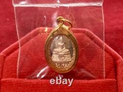 18K Gold Frame Thai Amulet Pendent Tiny Phra Buddha Chinnarat Gold Pendent Women