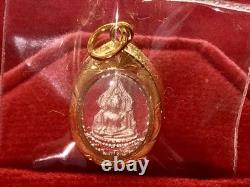 18K Gold Frame Thai Amulet Pendent Tiny Phra Buddha Chinnarat Gold Pendent Women