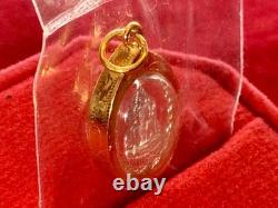 18K Gold Frame Thai Amulet Pendent Tiny Phra Buddha Chinnarat Gold Pendent Women