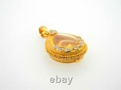 18k Yellow Gold Diamond Thai Buddha Amulet Pendant Necklace 3D Encased 6.5g