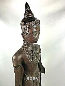 19.5 Magic Old Brass Phra Chiang Roong Buddha Statue Chiang San Thai Amulet$$$$