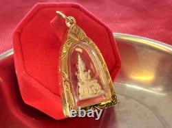 19K Gold Frame Pendent Emerald Buddha Gold Pendent Thailand Amulet Man Women