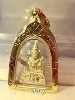 19K Gold Frame Pendent Emerald Buddha Gold Pendent Thailand Amulet Man Women
