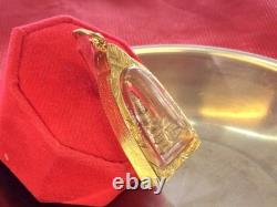 19K Gold Frame Pendent Emerald Buddha Gold Pendent Thailand Amulet Man Women
