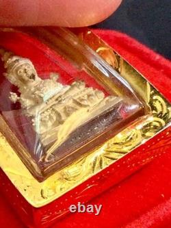 19K Gold Frame Pendent Emerald Buddha Gold Pendent Thailand Amulet Man Women