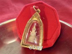 19K Gold Frame Pendent Emerald Buddha Gold Pendent Thailand Amulet Man Women