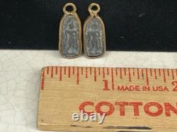 2 Antique Gold Boon Wat Klang Bang Kaew Thai Buddha/Monk Safety Amulet Pendant