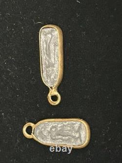 2 Antique Gold Boon Wat Klang Bang Kaew Thai Buddha/Monk Safety Amulet Pendant