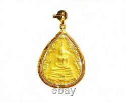 22K Thai Buddha Pendant Holy LP Sothorn Auspicious Amulet Solid Fine Jewelry