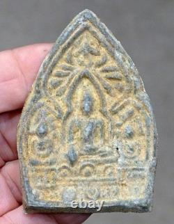 3 Buddhas PHRA TRIKAYA Antique THAI BUDDHA AMULET Tin Lead Alloy SACRED Artifact
