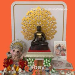 3 Set Altar Buddha base Amulet Stand Red velvet cloth, Thai hand made by wood