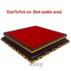 3 Set Altar Buddha base Amulet Stand Red velvet cloth, Thai hand made by wood