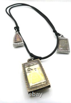 3 Set Antique Thai Buddha Amulet Necklace Phra Somdej LP Sothorn Wat Suthat