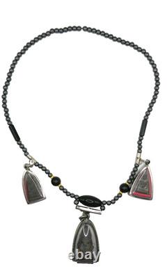 3 Set Antique Thai Buddha Amulet Pendant Hematite Necklace Chinnarat Lp Thuad