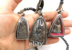 3 Set Antique Thai Buddha Amulet Pendant Hematite Necklace Chinnarat Lp Thuad 3 Set Antique Thai Buddha Amulet Pendant Hematite Necklace Chinnarat Lp Thuad