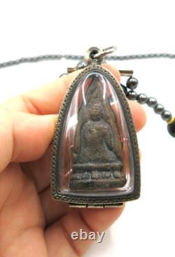 3 Set Antique Thai Buddha Amulet Pendant Hematite Necklace Chinnarat Lp Thuad