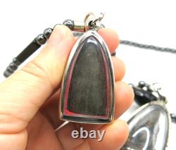 3 Set Antique Thai Buddha Amulet Pendant Hematite Necklace Chinnarat Lp Thuad