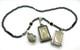 3 Set Antique Thai Buddha Amulet Pendant Hematite Necklace Phra Somdej Chinnarat